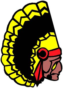 Indian Chief mascot color sports sticker. Customize on line. 2l4 indian head