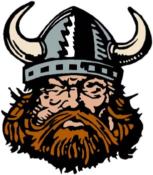 Viking mascot sports sticker. Personalize on line. 2l6 viking mascot vinyl sticker