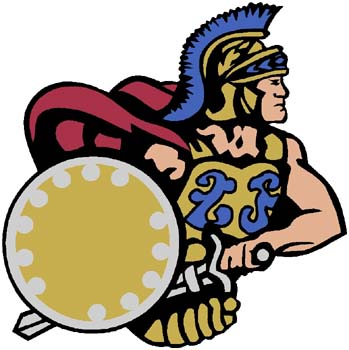 Trojan mascot sports decal. Personalize on line. 2m1 trojan mascot