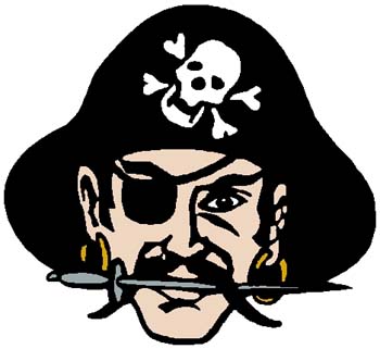 Pirate mascot color sports decal. Customize on line. 2m15 pirate