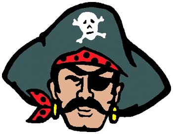 Pirate mascot action sports decal. Personalize on line. 2m16 pirate decal