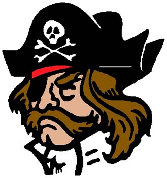 Pirate mascot color sports decal. Customize on line. 2m17 pirate vinyl sticker