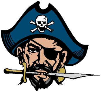 Pirate mascot sports decal. Personalize as you order. 2m18 pirate