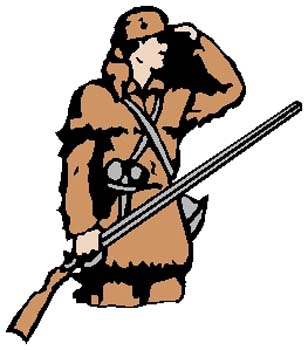 Frontiersman mascot sports sticker. Customize on line. 2n9 Davy Crockett