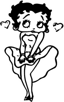 Betty Boop with hearts vinyl sticker. Customize on line. Bettyboop1