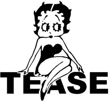 Betty Boop on 'tease' lettering vinyl sticker. Personalize on line. BettyBoop3.