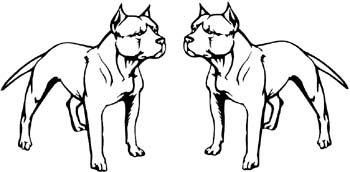 Two Pit bull dogs facing one another vinyl decal customized online.  Pitbull2