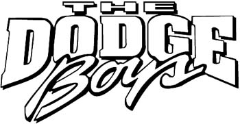 The Dodge Boys lettering vinyl decal.  Customized online.  Stkr-036