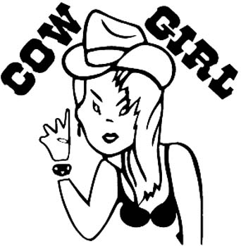 Sexy cow girl vinyl decal customized online.  Stkr-050