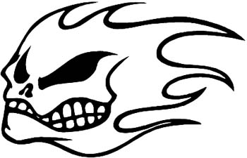 Flaming skull vinyl decal customized online.Stkr-052