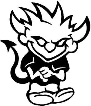 Calvin as devil vinyl decal. customized online  Stkr-054