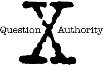 Question X authority lettering vinyl decal customized online.  Stkr-085