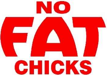 No Fat Chicks lettering vinyl sticker. Customize on line. Stkr-093