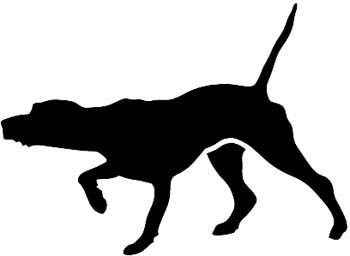 Pointer Hunting dog pointing with nose silhouette vinyl decal. Customized online.  pointer