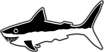Smiling shark vinyl decal customized online. sharkey3