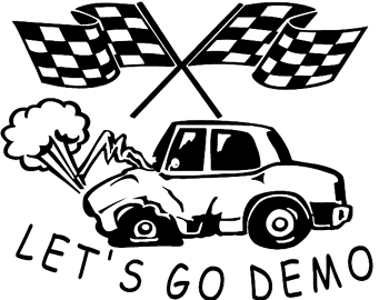 Lets Go Demo, Car Wreck in Race Decal Customized Online.  0005