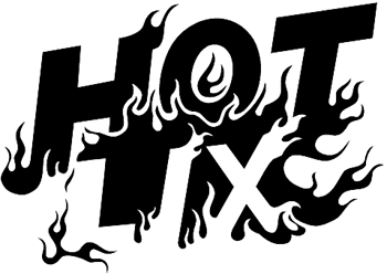 'Hot Lix' flaming lettering vinyl sticker. Customize on line.  0117