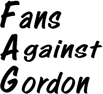 'Fans Against Gordon' lettering vinyl decal. Customized Online. 0138