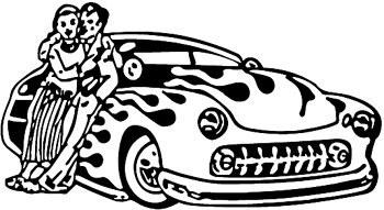 50's Fat Body Car with Flames Decal Customized Online. 0199