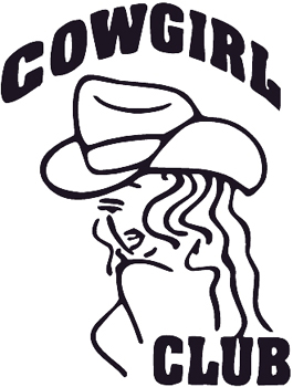 Cowgirl Club lettering w/ girl in hat decal. Customized Online. 0209