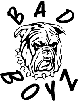 'Bad Boyz' lettering Bulldog Vinyl Decal Customized Online. 0297