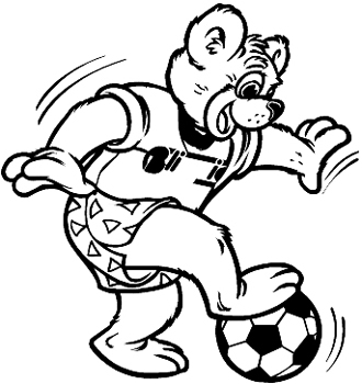 Toon Bear with Soccer ball Decal Customized Online. 0430
