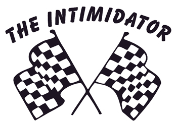 'The Intimidator' lettering with checkered Racing Flags decal Customized ONLINE. 0590