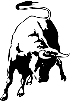 A bull ready to Charge decal Customized ONLINE. 0598