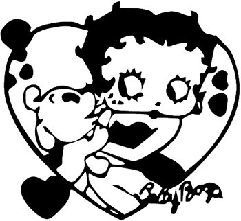 Betty Boop and dog in heart w/love  Decal Customized ONLINE. 0754