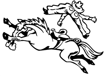 Cowboy being thrown / bucked off horse Decal Customized ONLINE. 0757