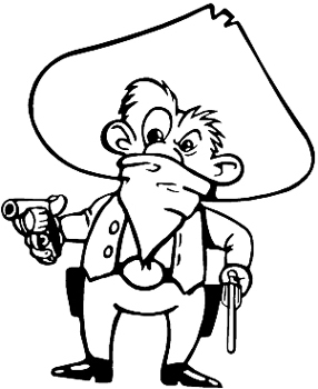 Cartoon Cowboy with gun. Decal Customized ONLINE.  0835