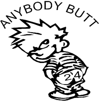 Calvin with pants down (mooning 24) Decal Customized ONLINE. 0845