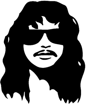 Face w/ long hair and sunglasses vinyl sticker. Customize on line. 1030