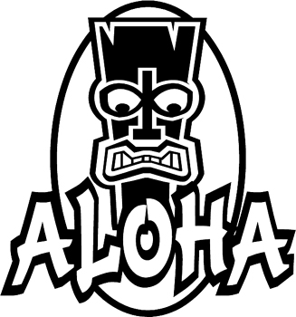 'Aloha' lettering w/totem pole Decal Customized Online. 1180