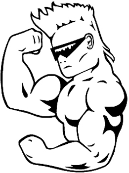 Muscle Man Posing with Mohawk.  Decal Customized Online.  1287