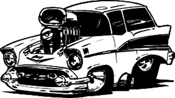 57 Chevy souped up car cartoon drawing Vinyl Decal. Customized Online. 1331