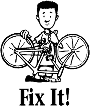 Bicycle being fixed Decal Customized Online. 1647