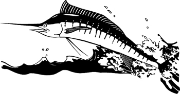 Marlin fish jumping out of water fishing Decal Customized Online. 2479