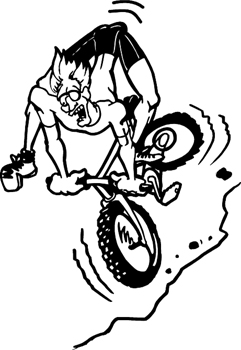 Cartoon wild bike rider vinyl sticker. Customize on line. 2508