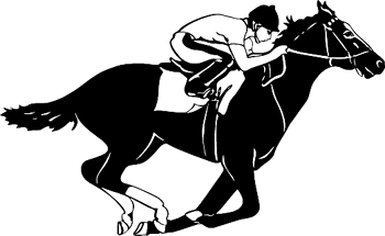 Racehorse and jockey vinyl sticker. Customize on line. 2573