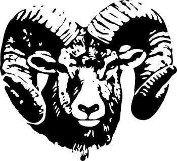 Ram head mascot vinyl decal.  Customized Online. 2580