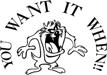 'You Want It When' lettering with an animal vinyl sticker. Customize on line. 2858