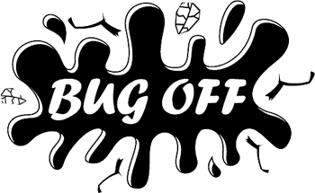 'Bug off' splatter vinyl lettering Decal Customized Online. 3137