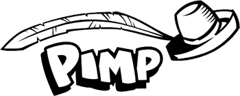 'Pimp' lettering with hat vinyl Decal Customized Online.  3182