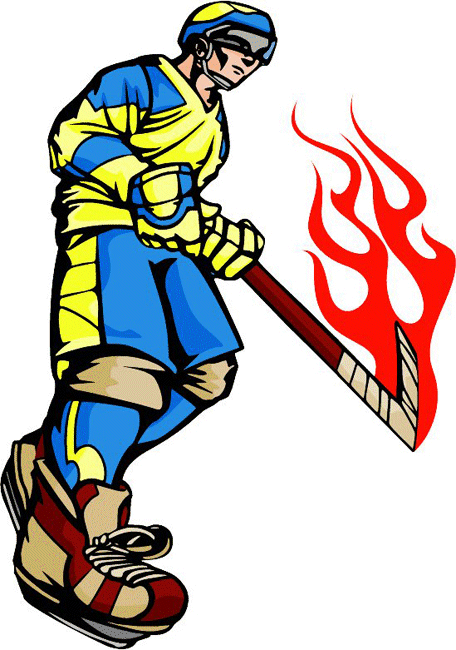 Flaming Hockey Player Decal Sticker Customized Online