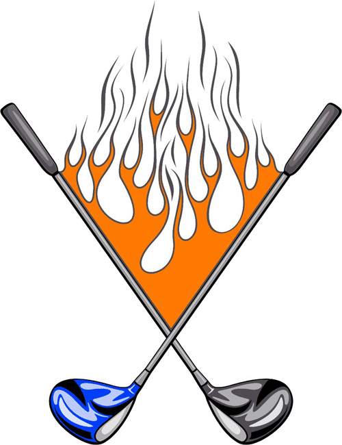 Flaming Golf Clubs Decal Sticker Customized Online