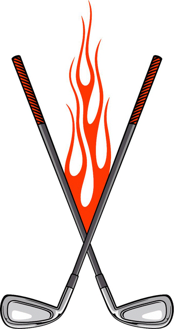 Flaming Golf Clubs Decal Sticker Customized Online