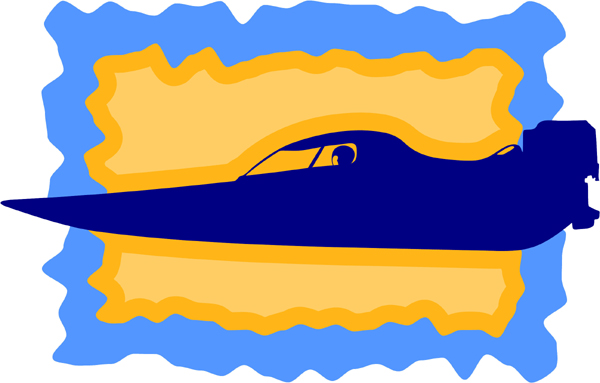 Racing boat full color sports sticker. Customize on line. AUTO_BOAT_3C_13