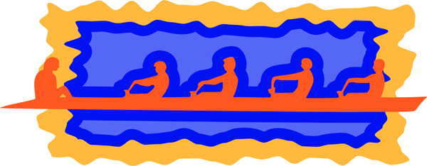 Rowing team in action full color sports sticker. Make it your own. AUTO_BOAT_3C_15