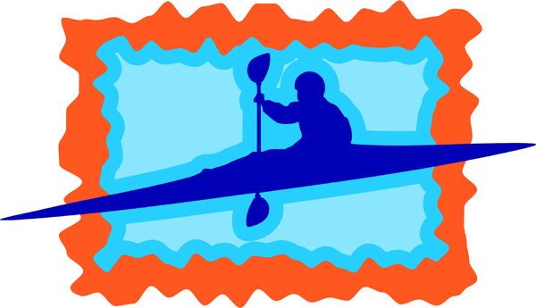 Kayaking man full color sports decal. Personalize on line. AUTO_BOAT_3C_18